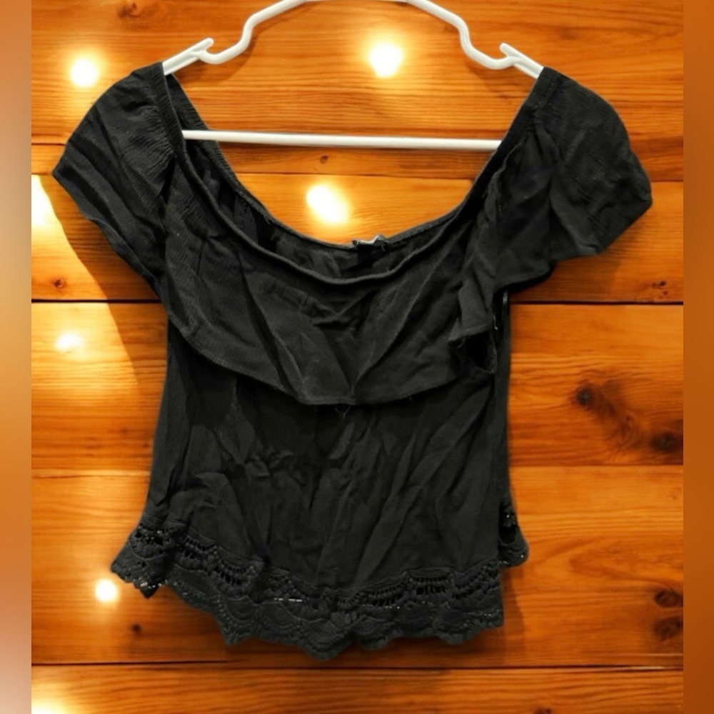 AMBIANCE Elegant Black Women's Top LARGE
